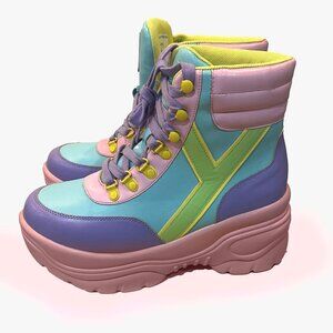 Cyber Y2K YRU Matrixx Hi Top Club Kid Pastel Platform Shoes - Women's 11 / Men 9